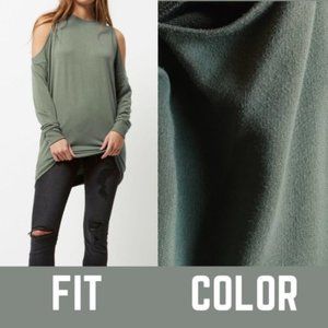 River Island Cold Shoulder Long Sweater in Khaki